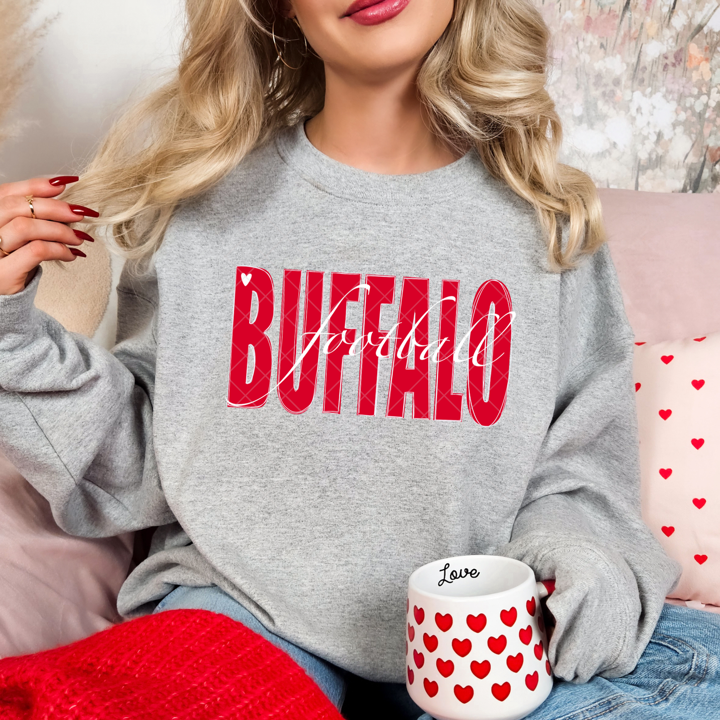 Buffalo Football with Heart T-Shirt, Sweatshirt, or Hoodie