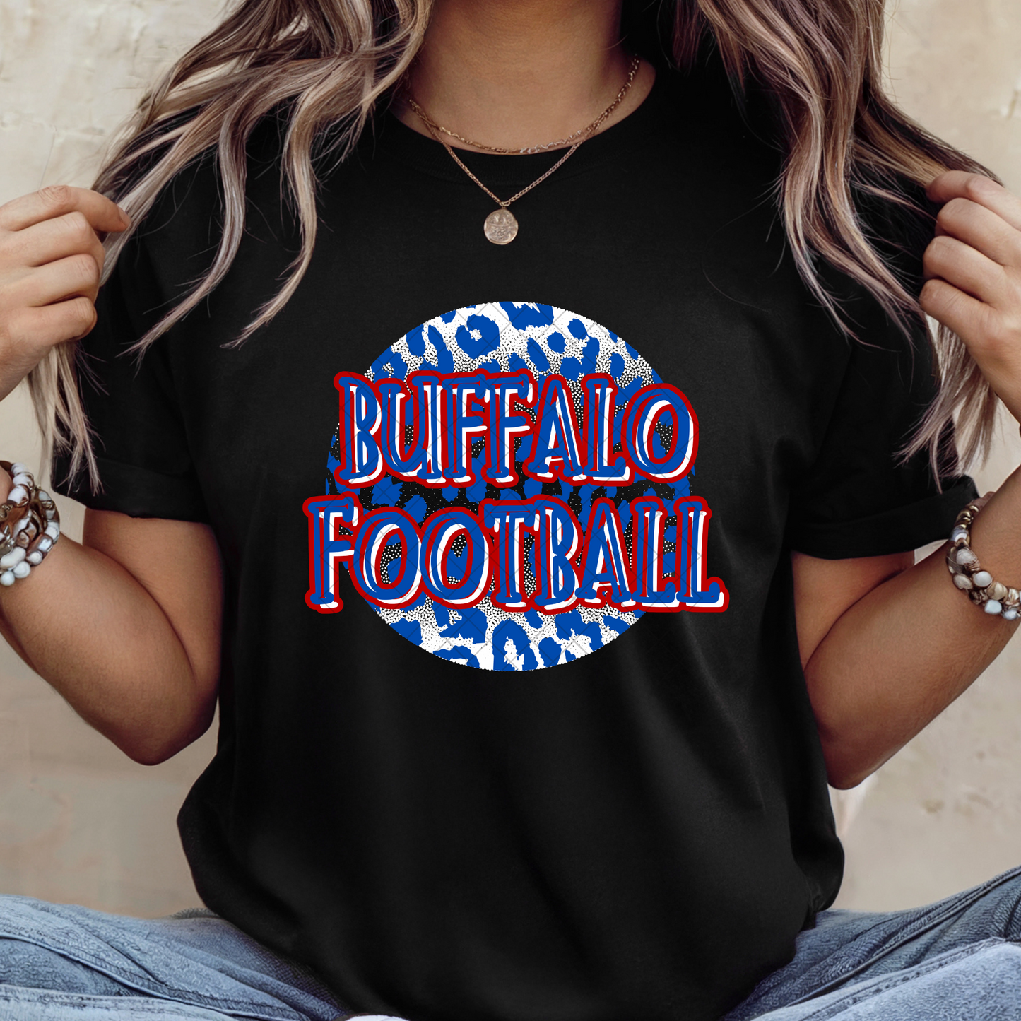 Round Leopard Print Buffalo Football T-Shirt or Sweatshirt