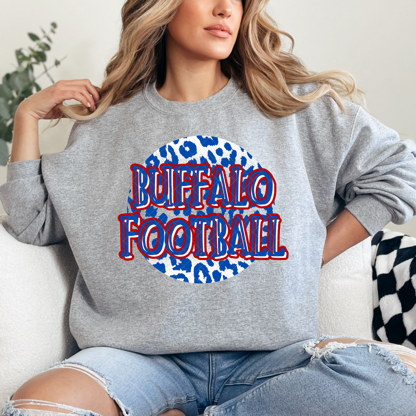 Round Leopard Print Buffalo Football T-Shirt or Sweatshirt