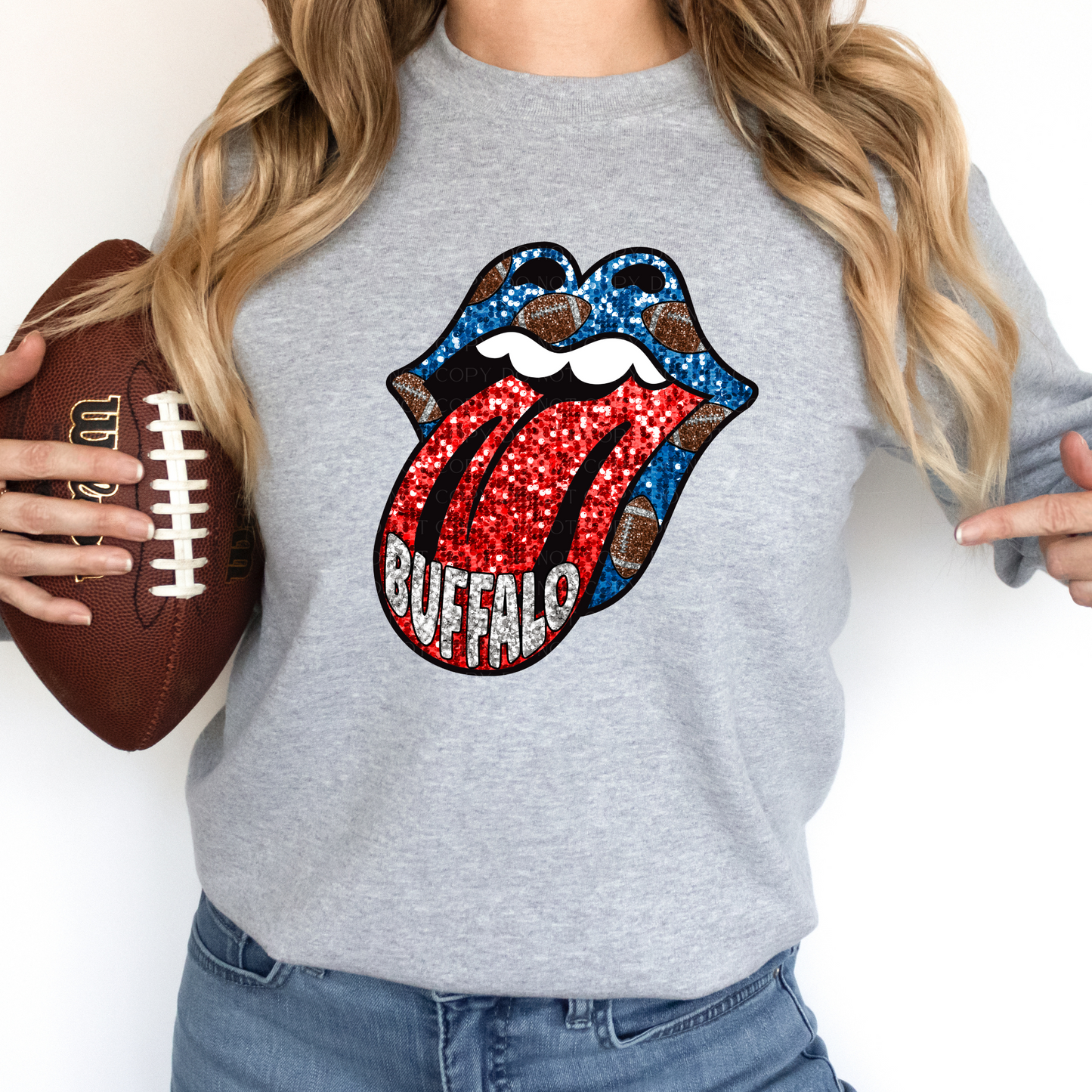 Buffalo Tongue Faux Sequins T-shirt or Sweatshirt