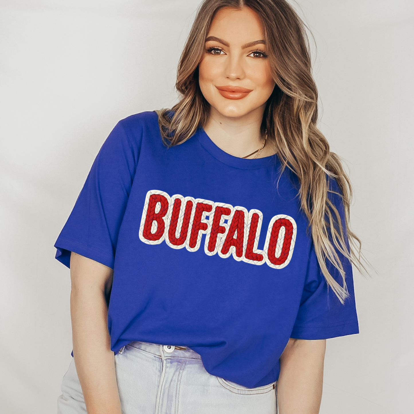 Buffalo Faux Red Yarn Crochet T-Shirt or Sweatshirt