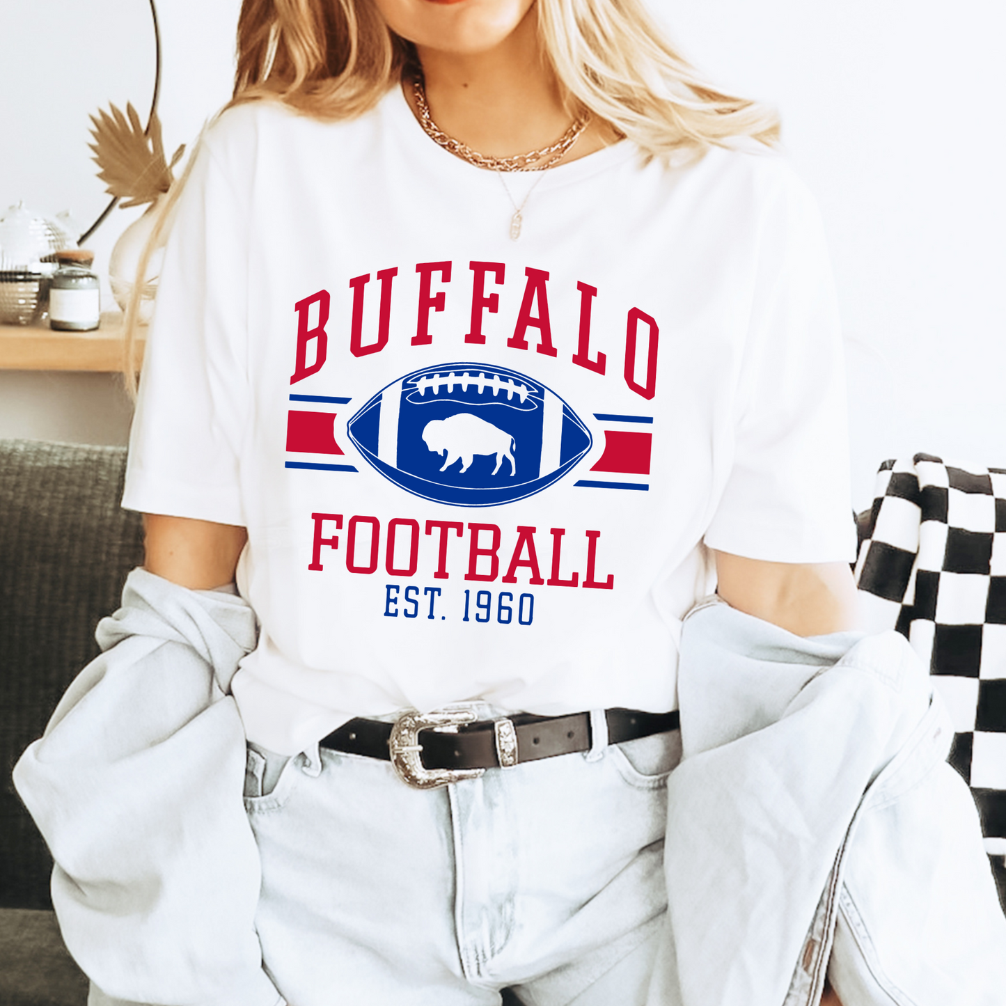 Buffalo Football Red and Blue TShirt or Sweatshirt