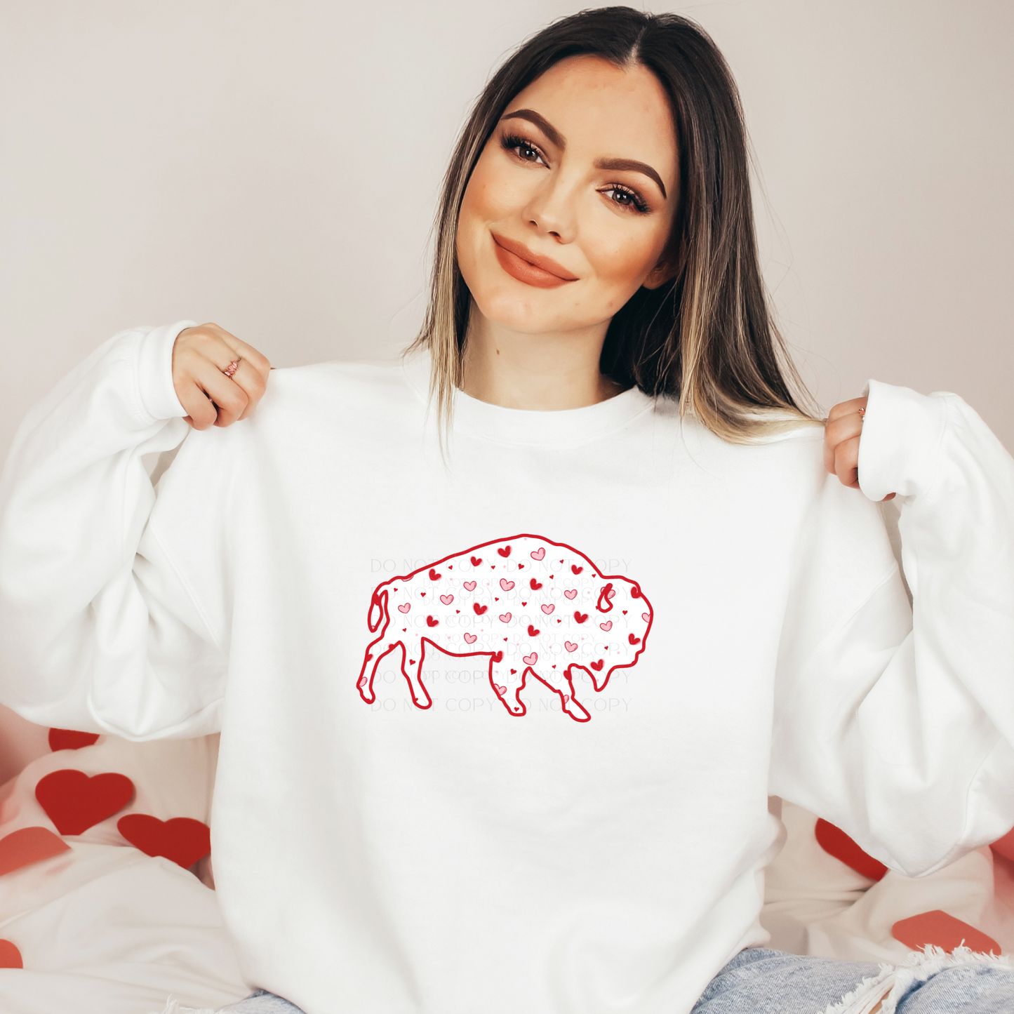 Pink Hearts Buffalo Valentine Sweatshirt