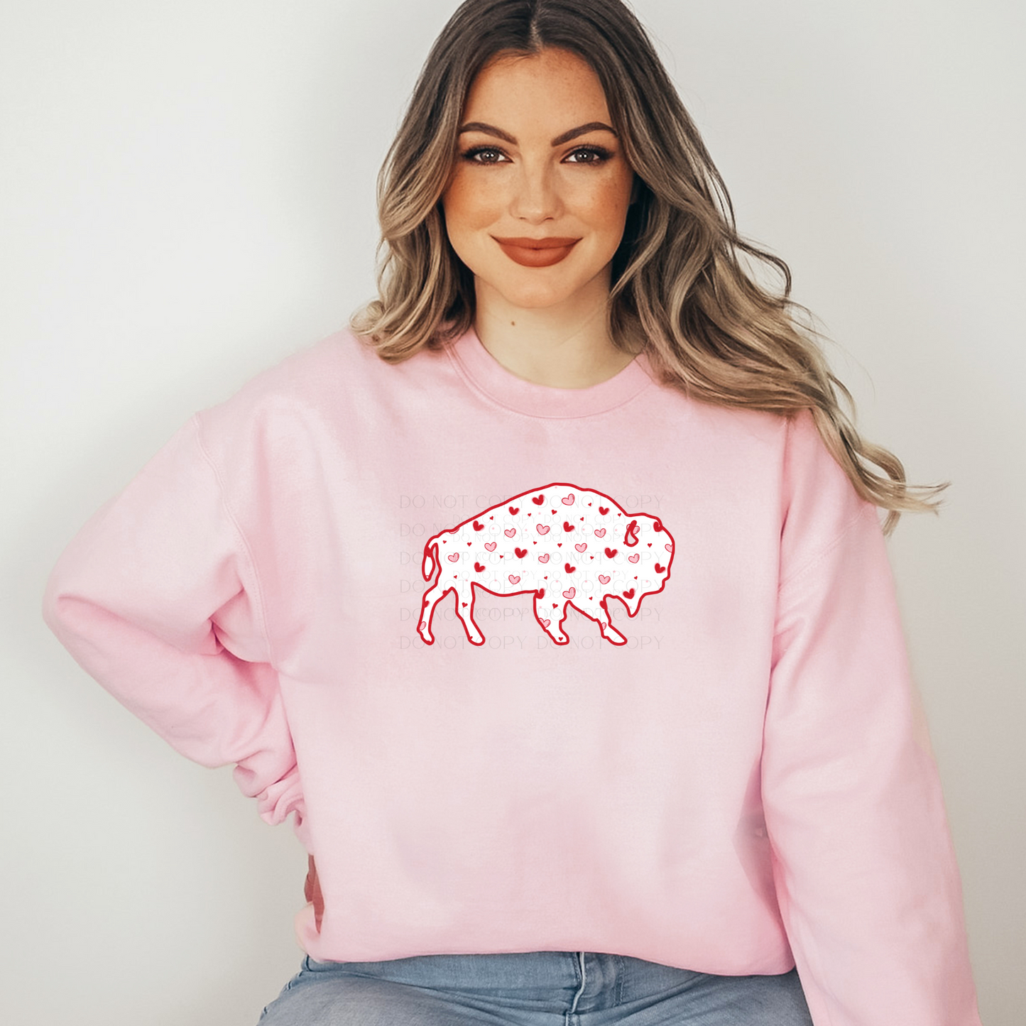 Pink Hearts Buffalo Valentine Sweatshirt