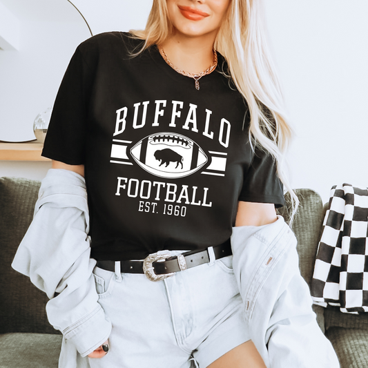 Buffalo Football Single Color Black or White T-Shirt or Sweatshirt