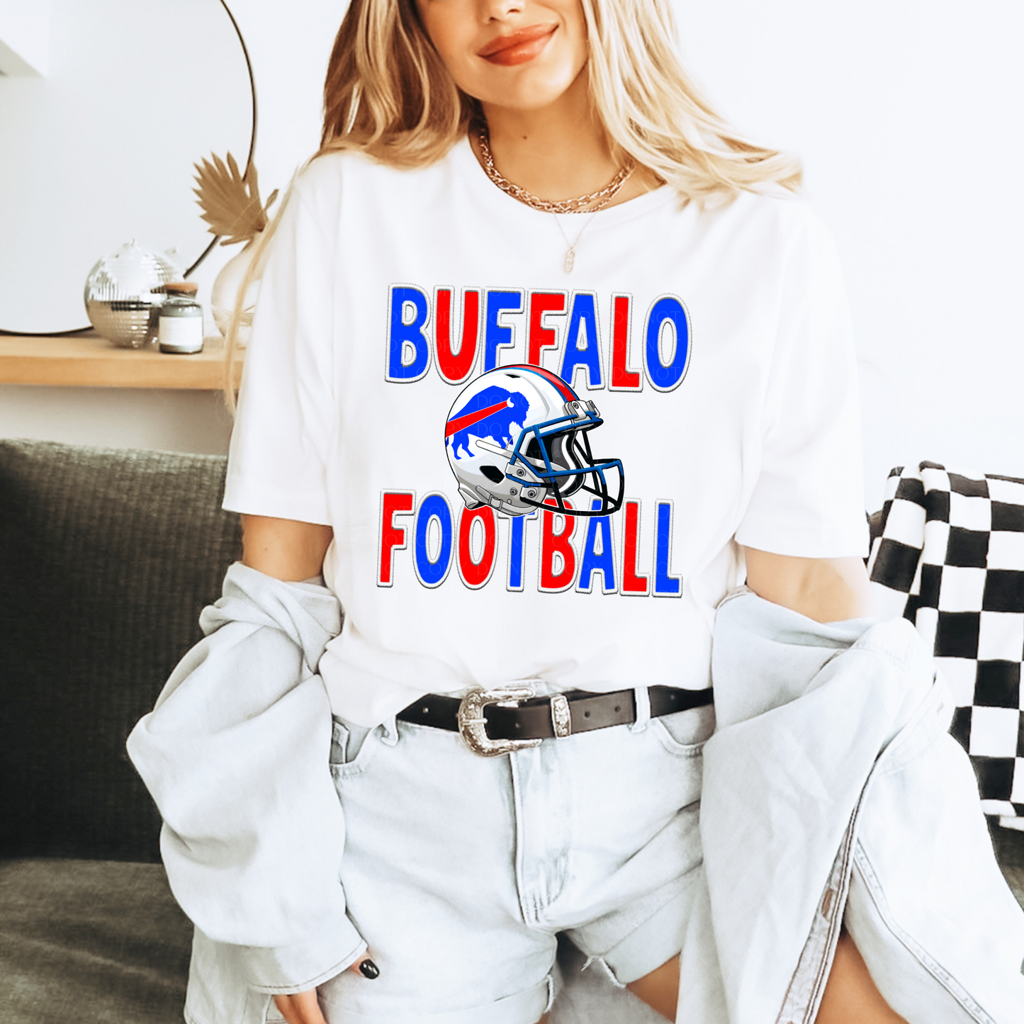 Buffalo Football Faux Embroidery T-shirt or Sweatshirt