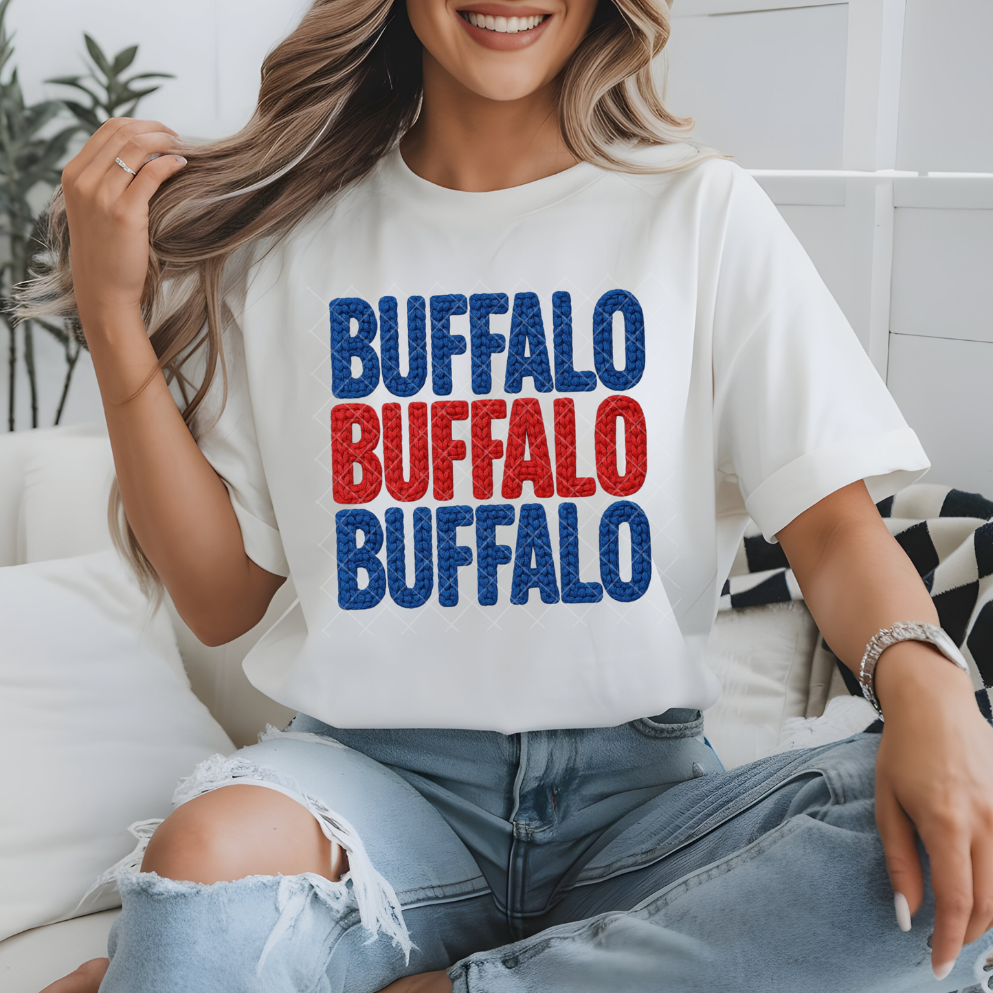 Buffalo Faux Yarn Crochet T-Shirt, Sweatshirt, or Hoodie