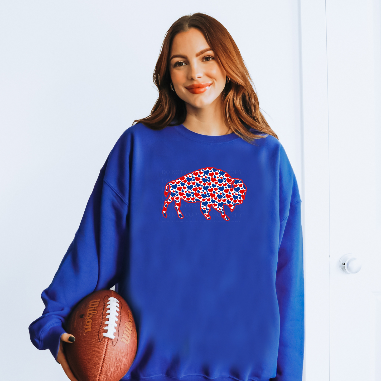 Blue and Red Hearts Buffalo Love Sweatshirt