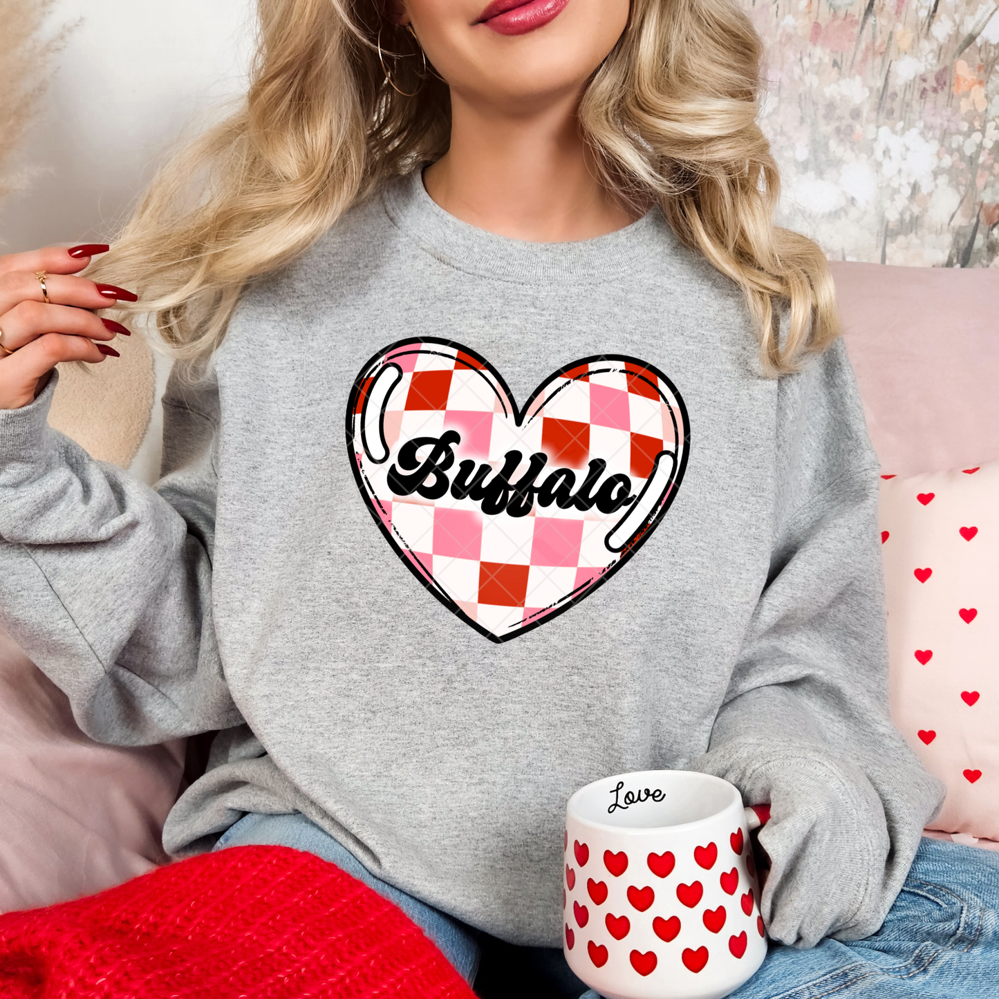 Checkered Heart Buffalo Valentine T-Shirt, Sweatshirt, or Hoodie