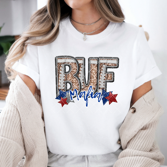 Buf Mafia Faux Embroidery Faux Glitter T-Shirt or Sweatshirt