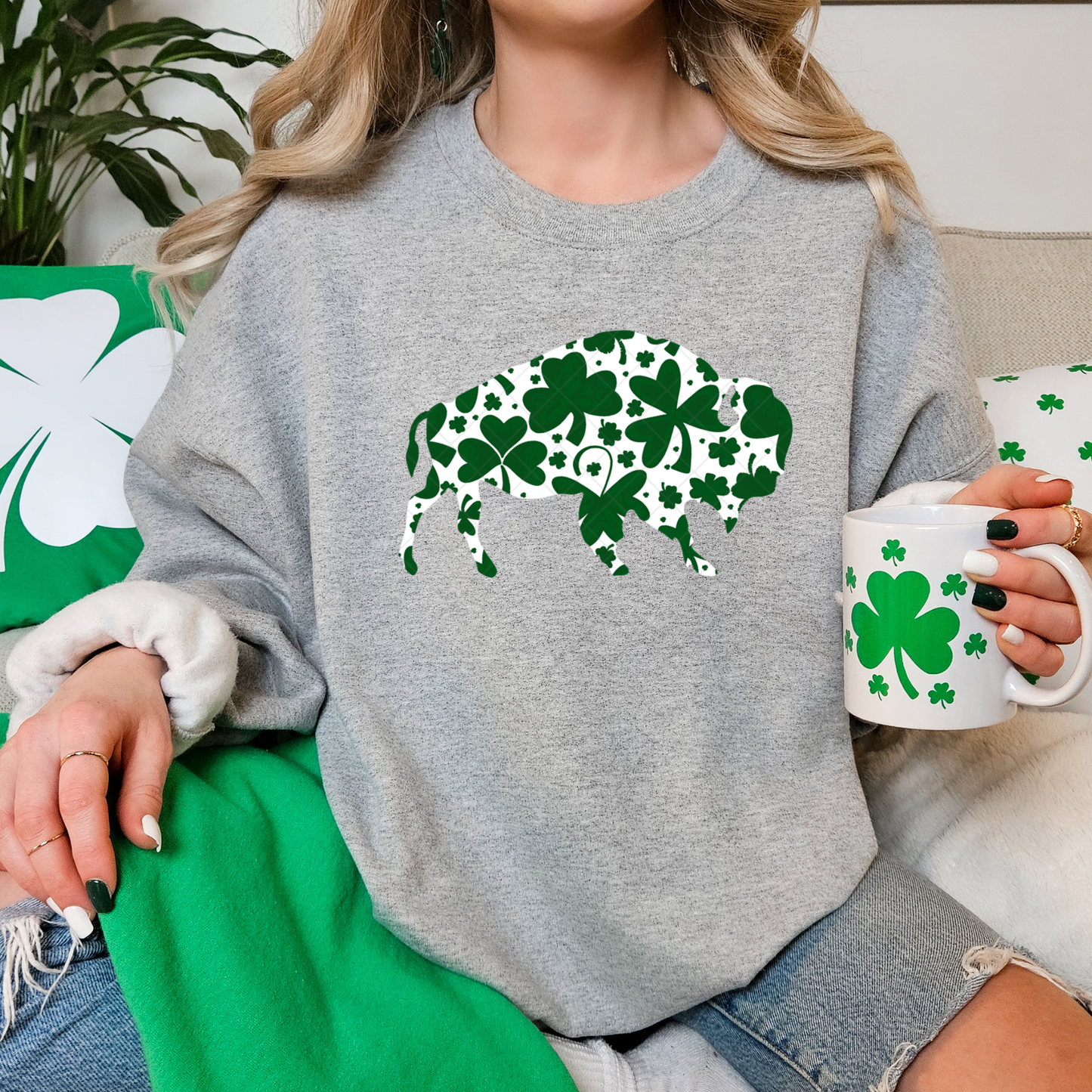 St. Patrick's Day Buffalo Big Shamrock T-Shirt or Sweatshirt