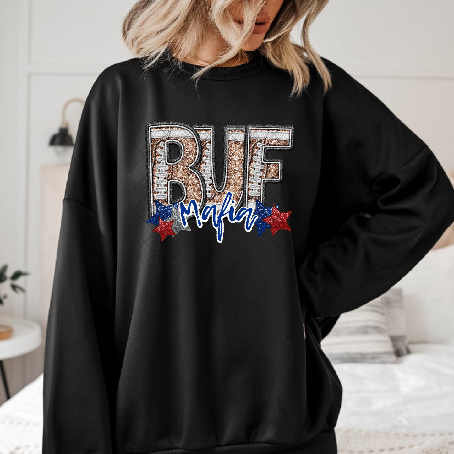 Buf Mafia Faux Embroidery Faux Glitter T-Shirt or Sweatshirt