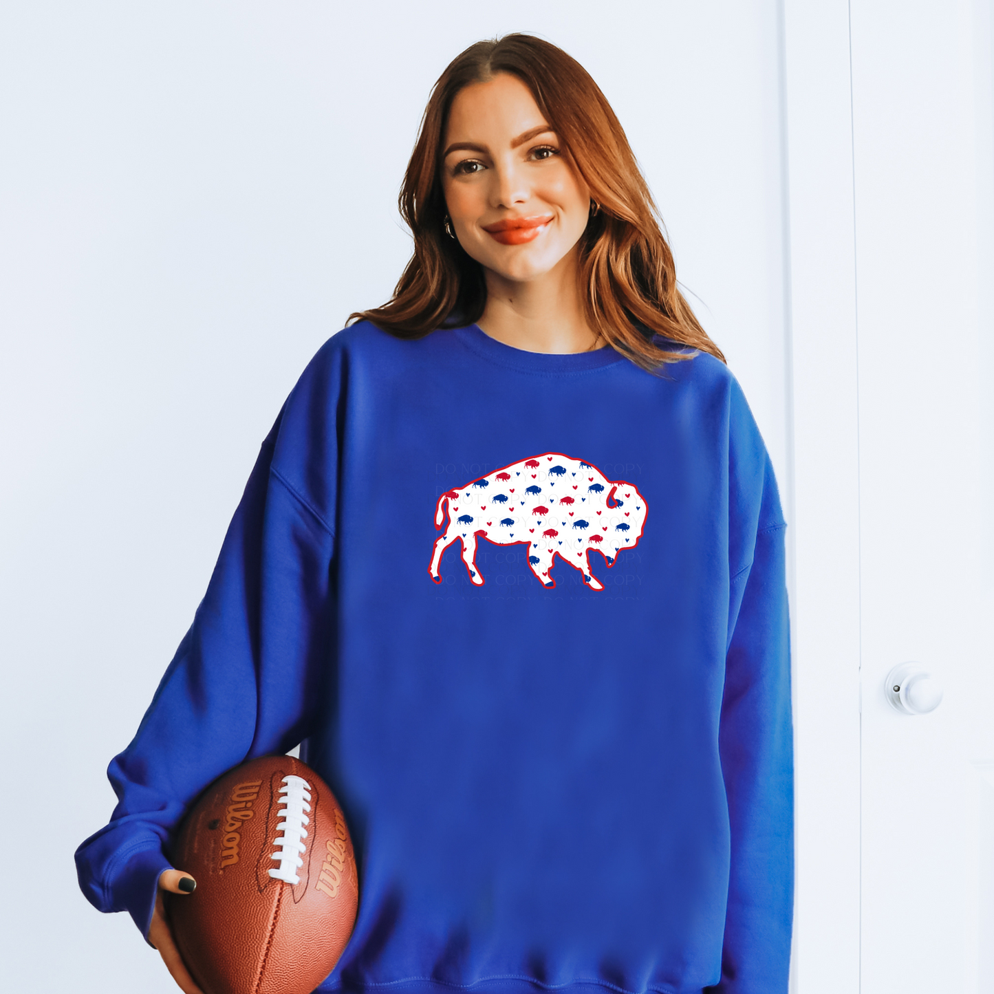 Red and Blue Buffalo and Hearts Sweatshirt