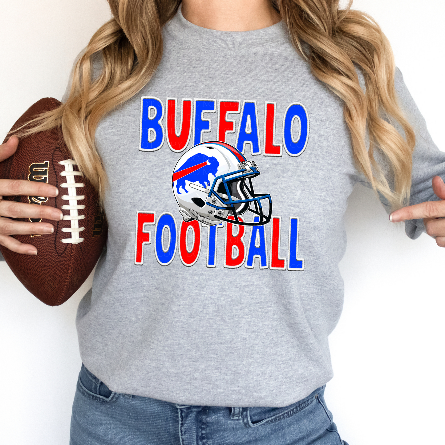 Buffalo Football Faux Embroidery T-shirt or Sweatshirt