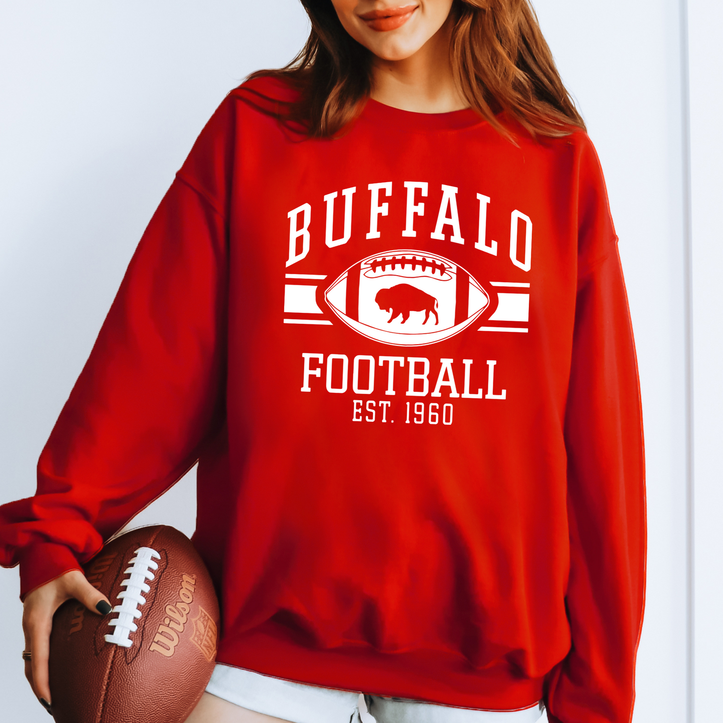 Buffalo Football Single Color Black or White T-Shirt or Sweatshirt