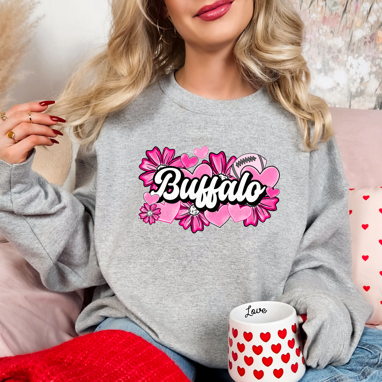 Pink Buffalo Valentines Crewneck Sweatshirt