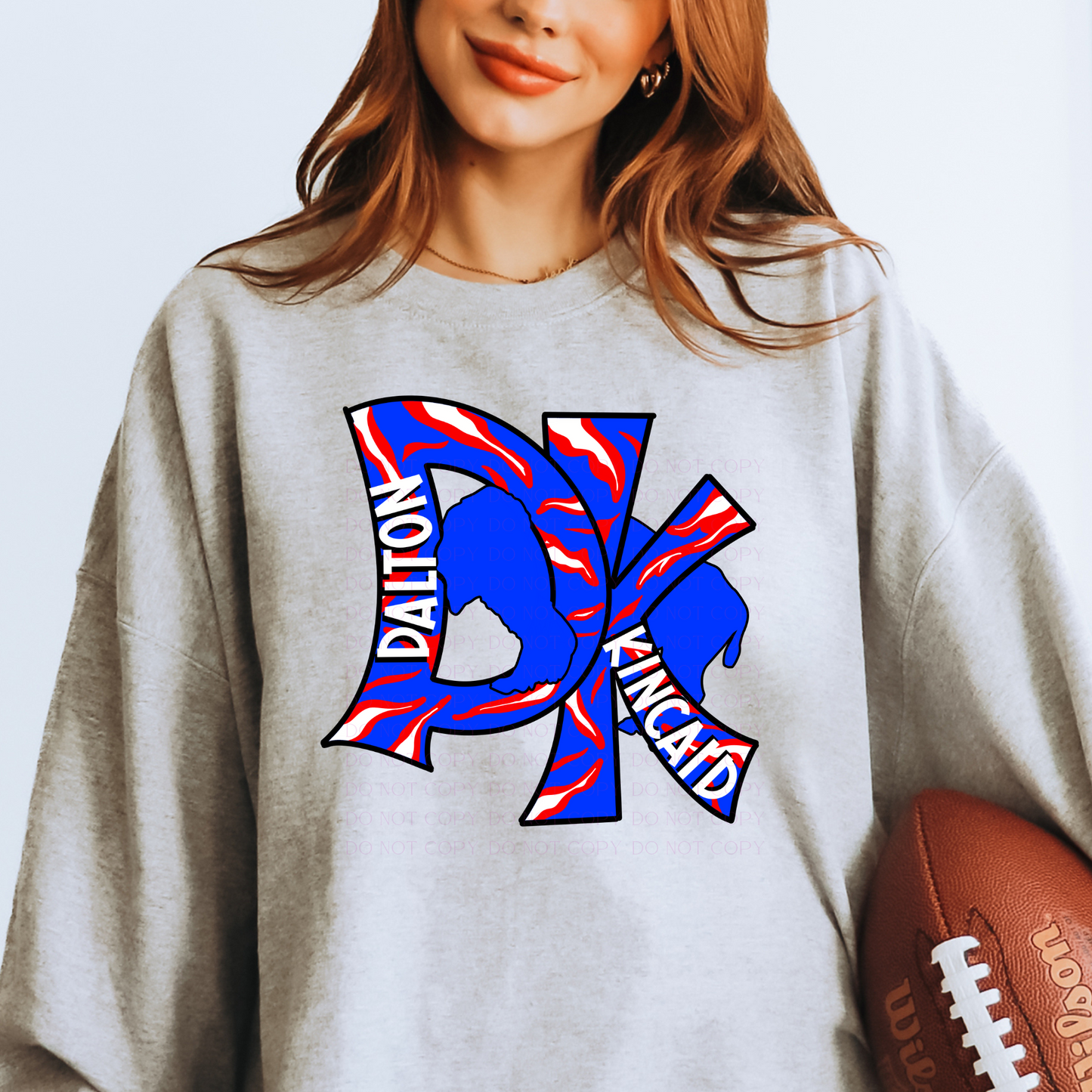 Dalton Kincaid Initials Blue Buffalo Players Football T-Shirt or Sweatshirt