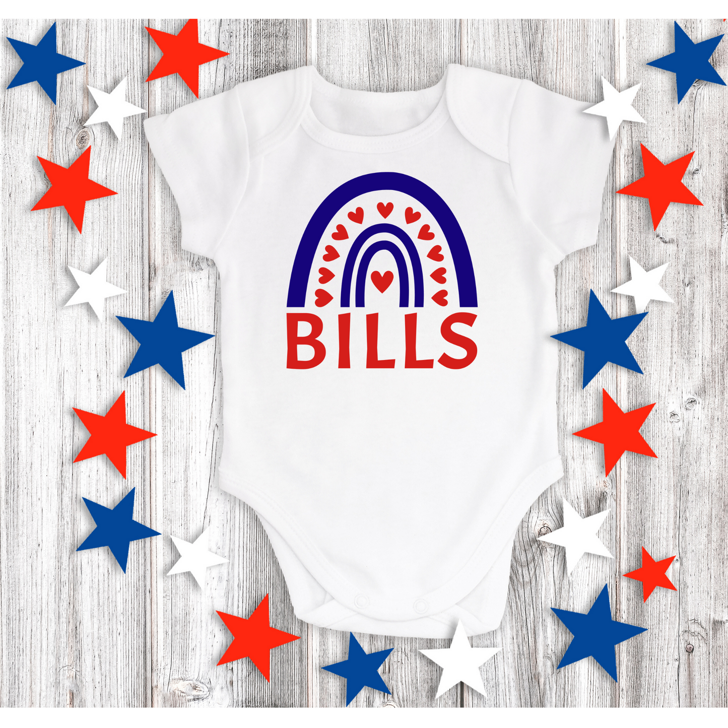 Bills Rainbow Buffalo Football Short Sleeve Bodysuit