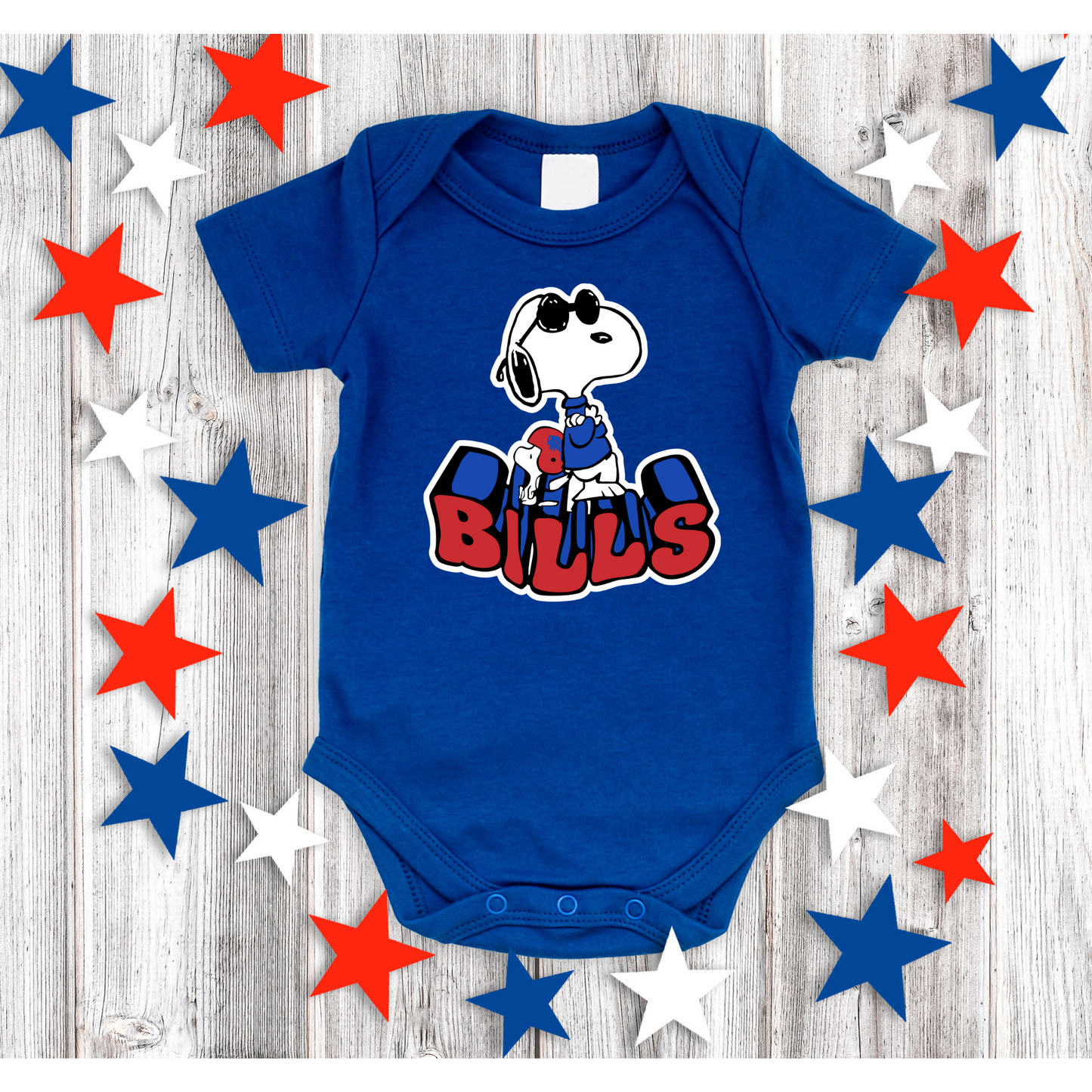 Snoopy Bills Cute Buffalo Football One-Piece Infant Baby Bodysuit