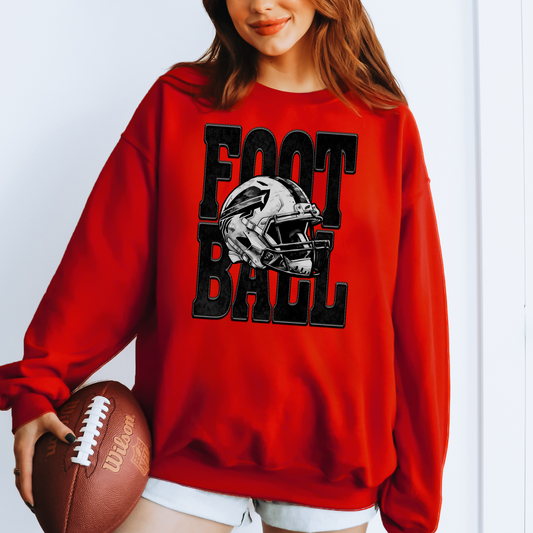 Football Faux Embroidery Buffalo Helmet T-shirt or Sweatshirt