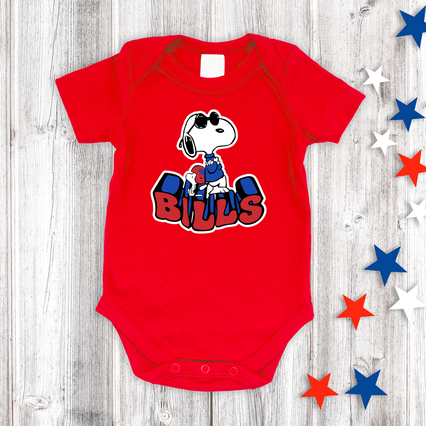 Snoopy Bills Cute Buffalo Football One-Piece Infant Baby Bodysuit