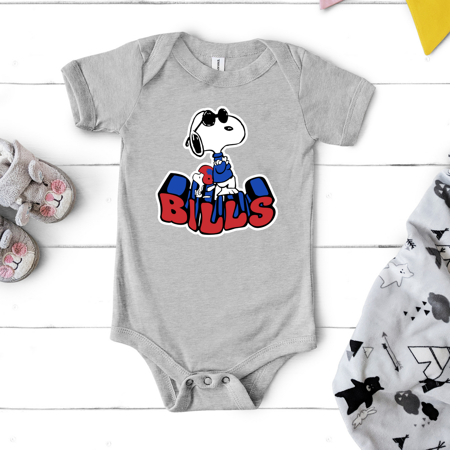 Snoopy Bills Cute Buffalo Football One-Piece Infant Baby Bodysuit