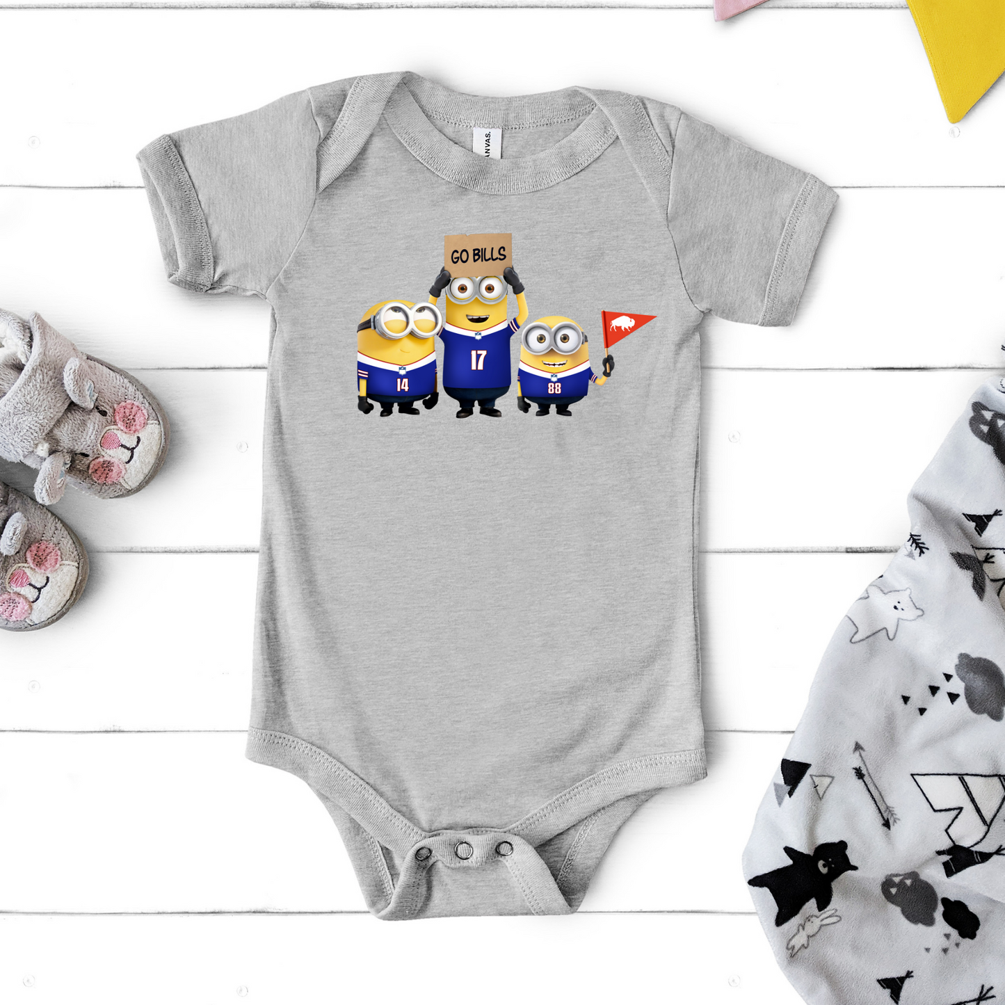 Minion Go Bills Cute Buffalo Football One-Piece Infant Baby Bodysuit