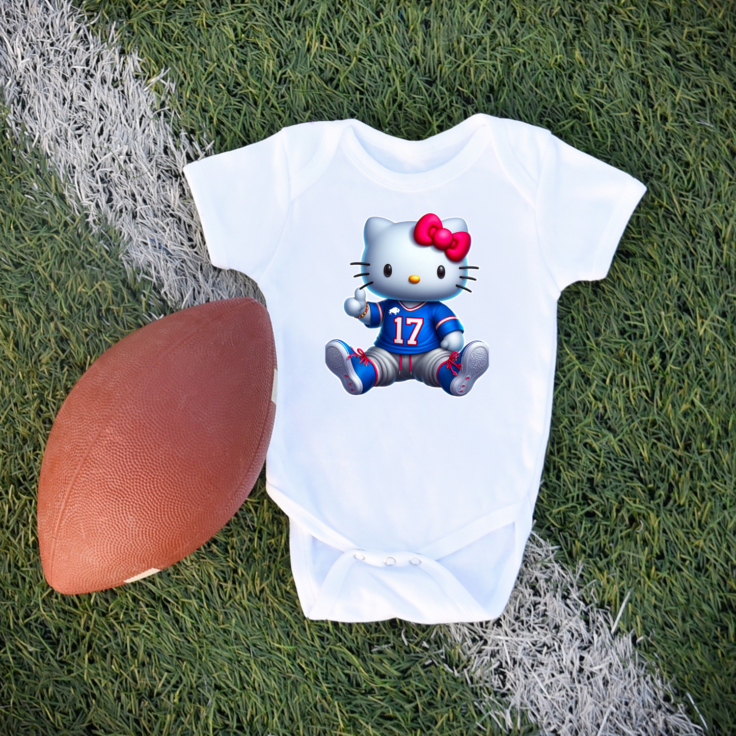 Baby Buffalo Fan Kitty Short Sleeve Bodysuit, Hello