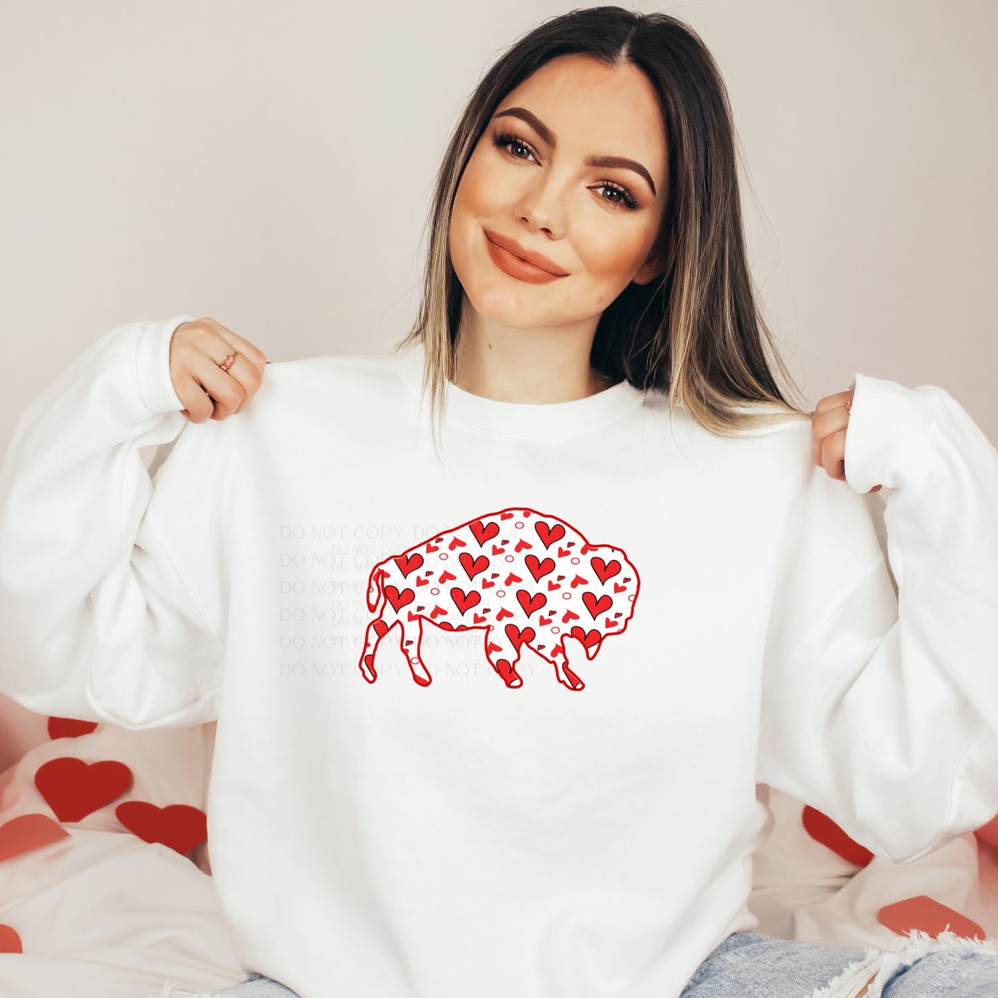 Buffalo Red Heart Valentine Crewneck Sweatshirt