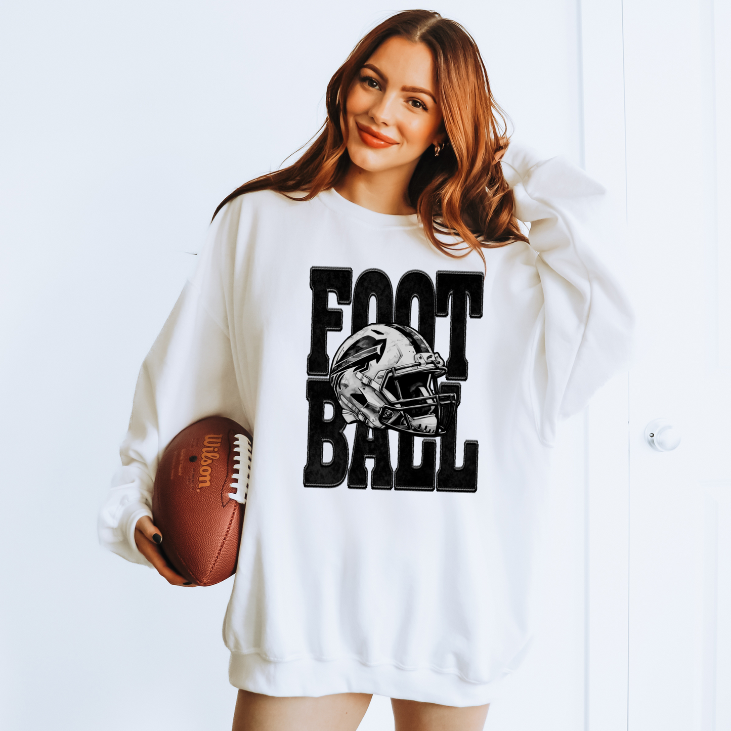 Football Faux Embroidery Buffalo Helmet T-shirt or Sweatshirt