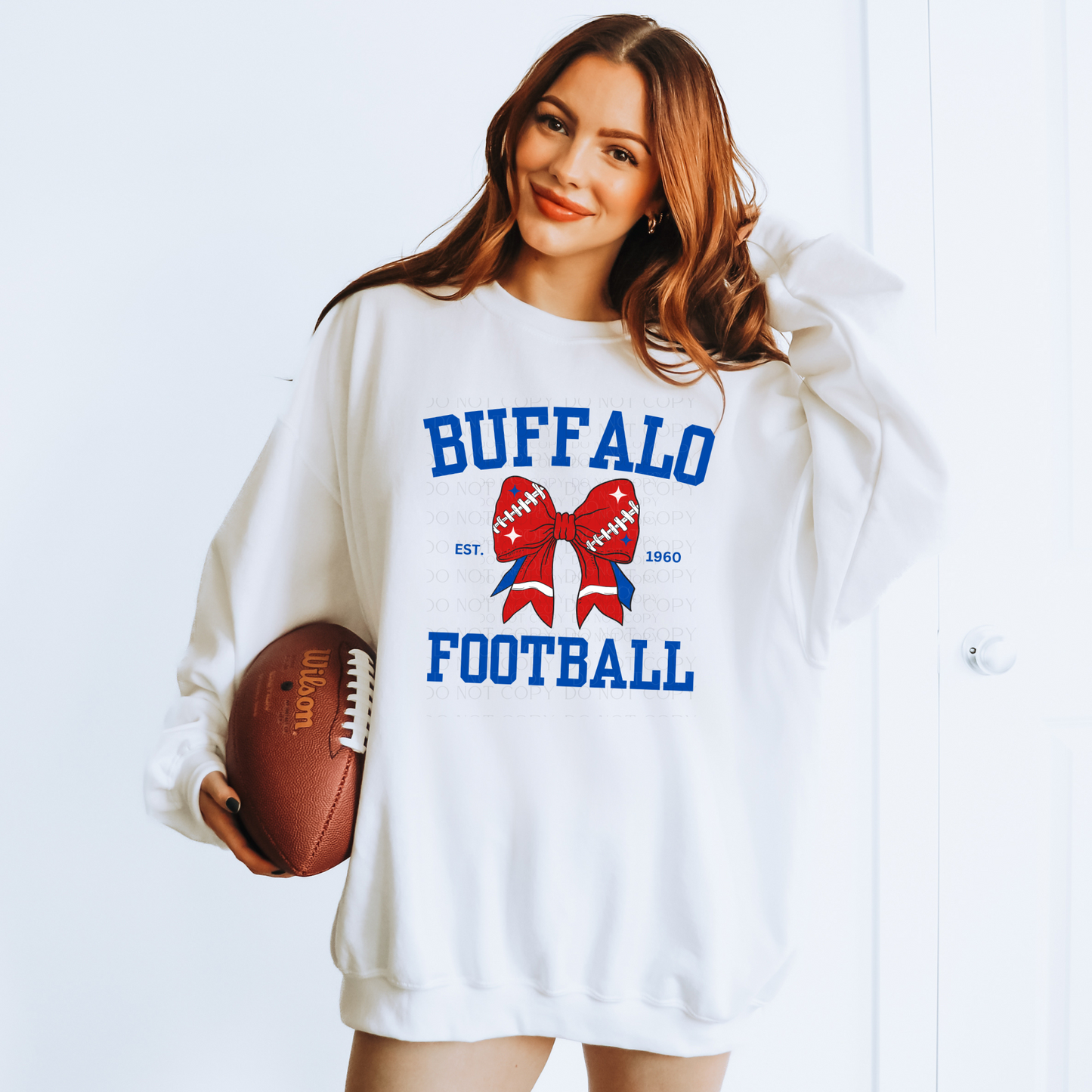 Buffalo Football Coquette Bow Sweatshirt