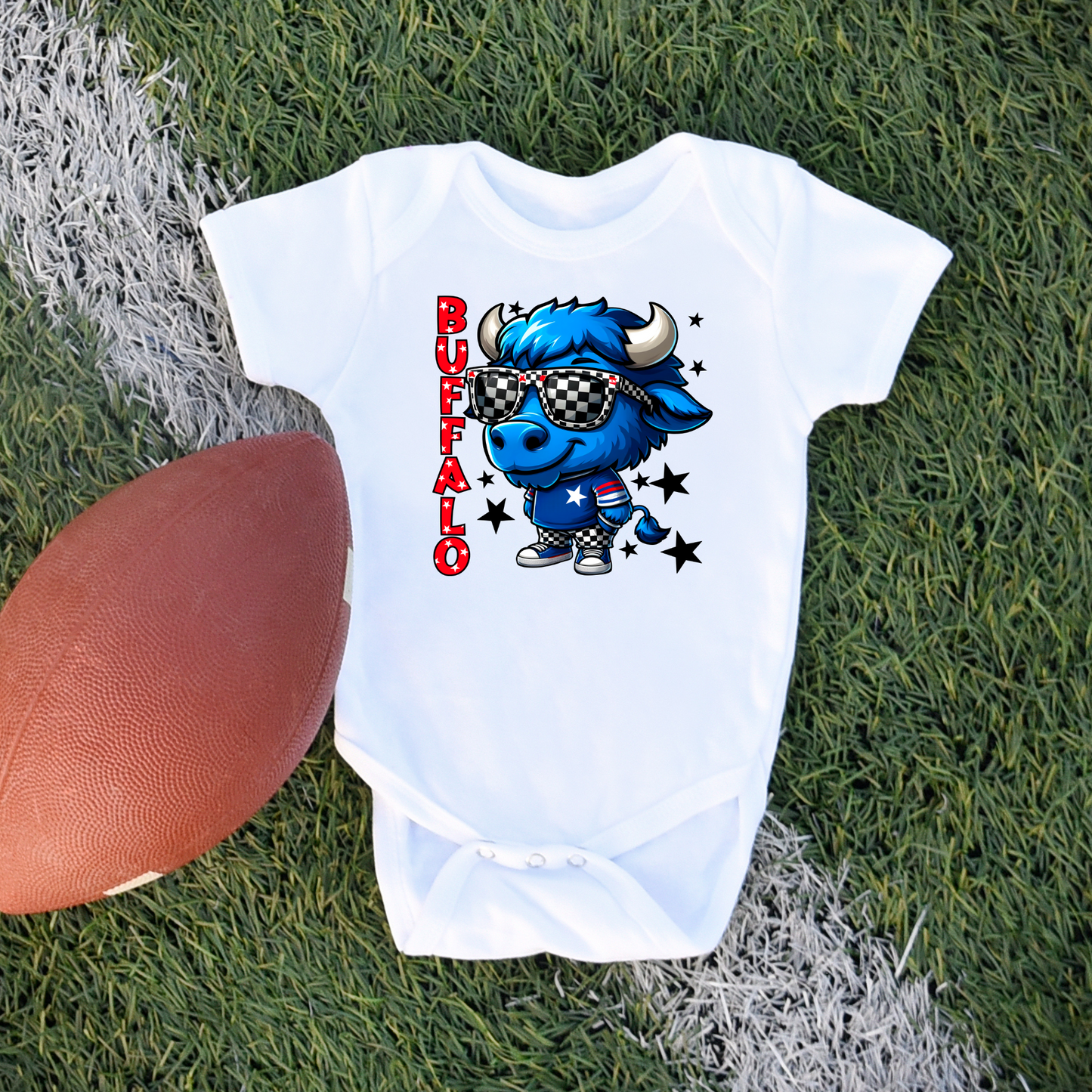 Baby Buffalo Mascot Short Sleeve Bodysuit