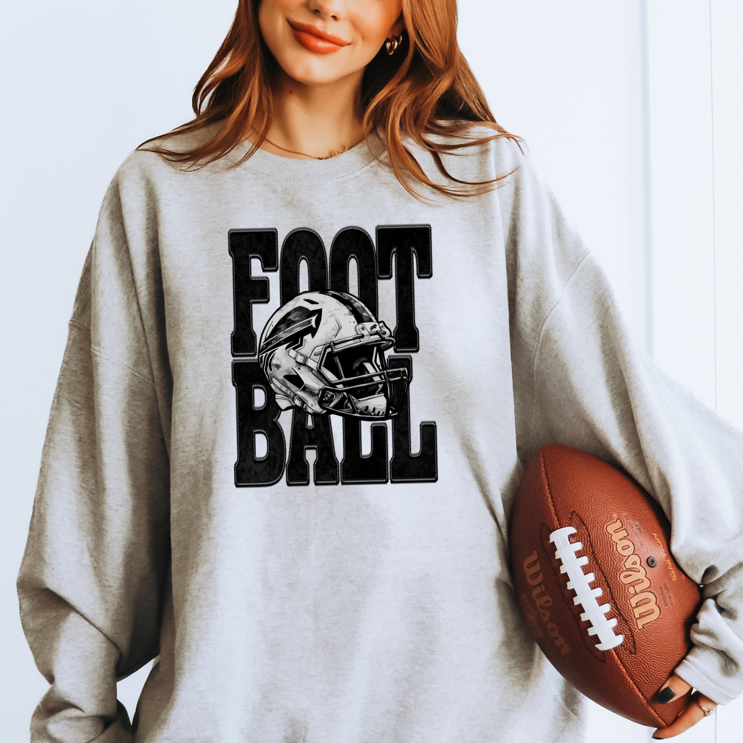 Football Faux Embroidery Buffalo Helmet T-shirt or Sweatshirt