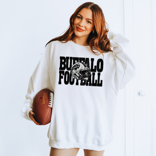 Buffalo Football Faux Embroidery Helmet T-shirt or Sweatshirt