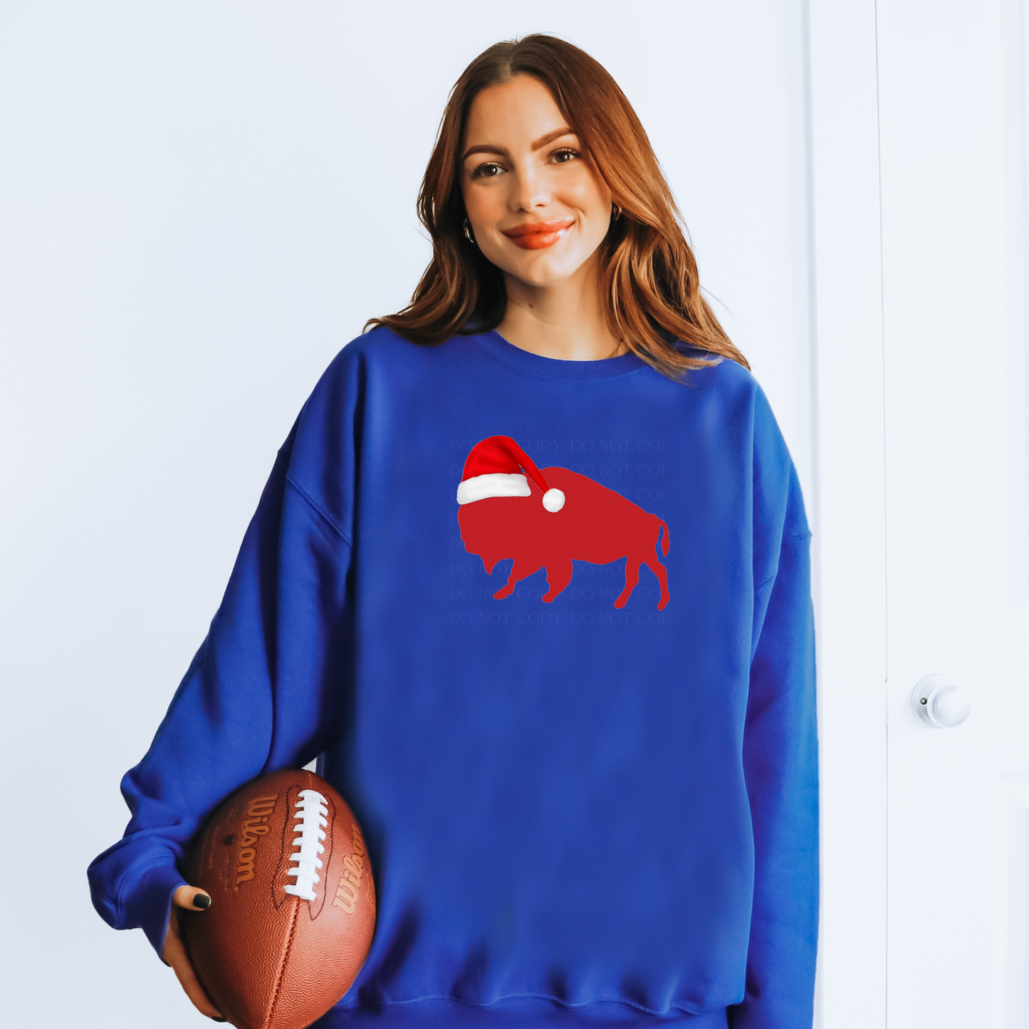 Red Buffalo with Santa Hat Sweatshirt