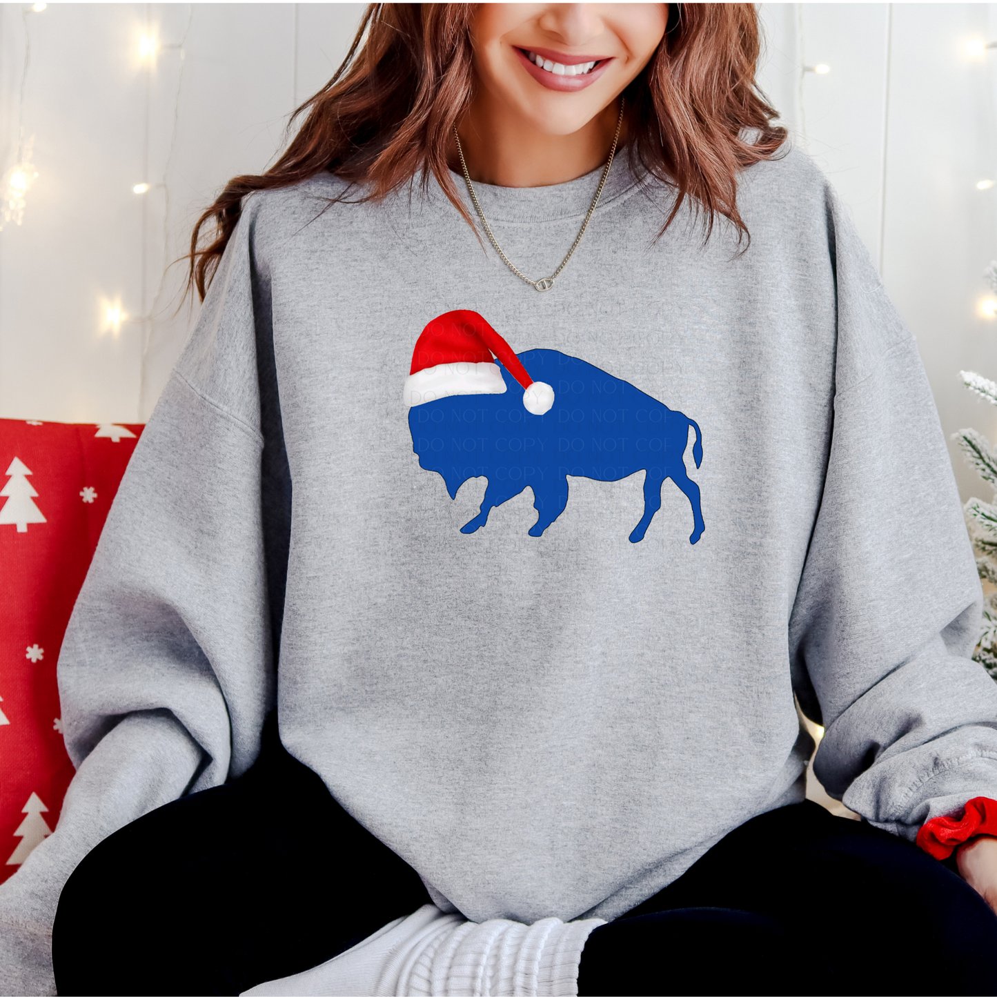 Blue Buffalo with Santa Hat Sweatshirt