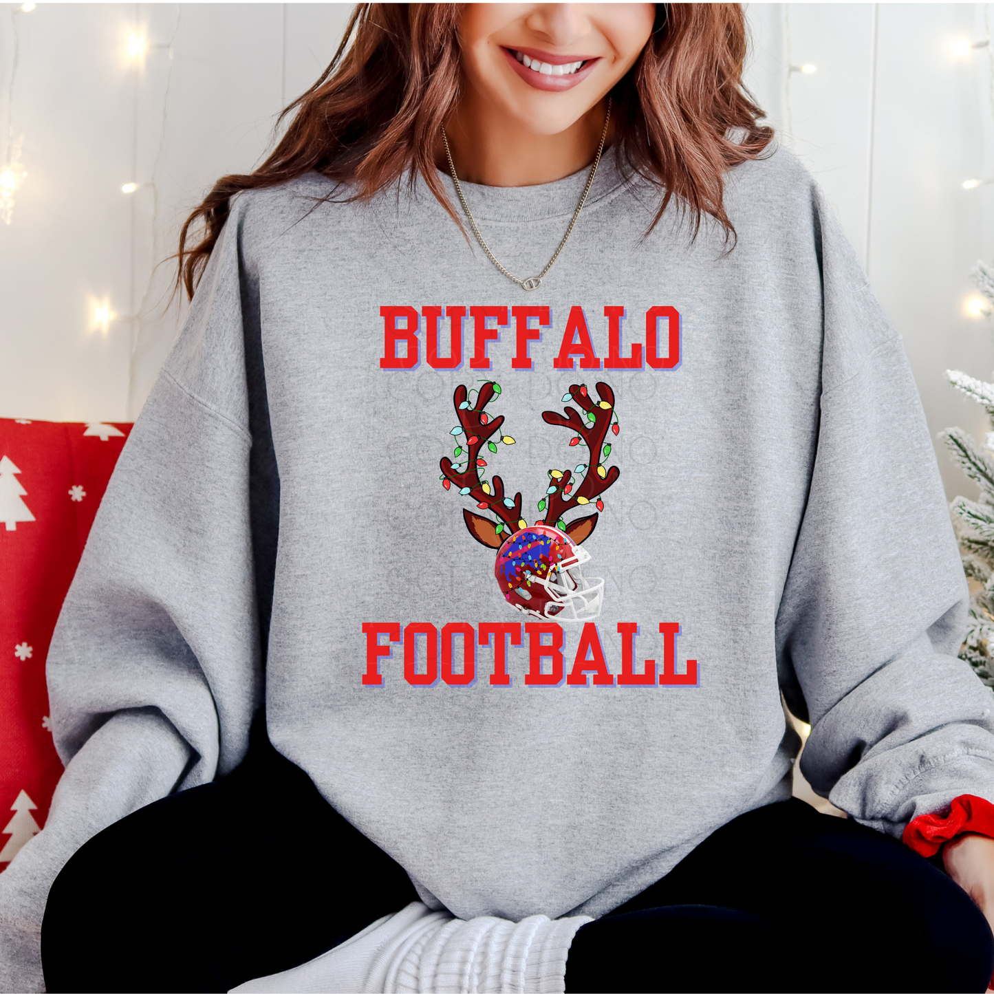 Buffalo Reindeer Helmet Christmas T-Shirt or Sweatshirt