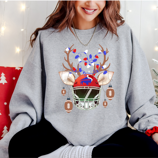 Reindeer Helmet Buffalo Christmas T-Shirt or Sweatshirt