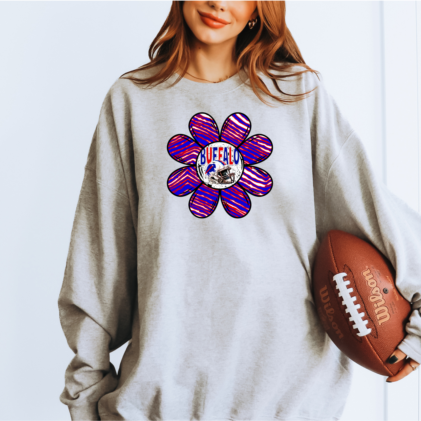 Zubaz Flower Red Blue Buffalo Football T-shirt or Sweatshirt