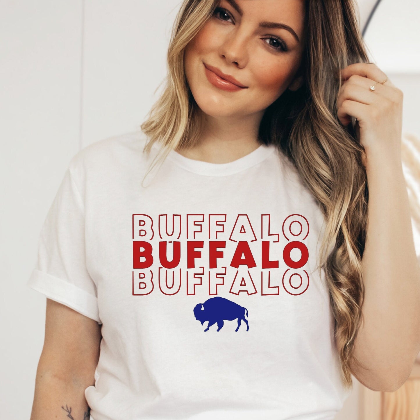 Buffalo Football Red Blue Shirt or Sweatshirt