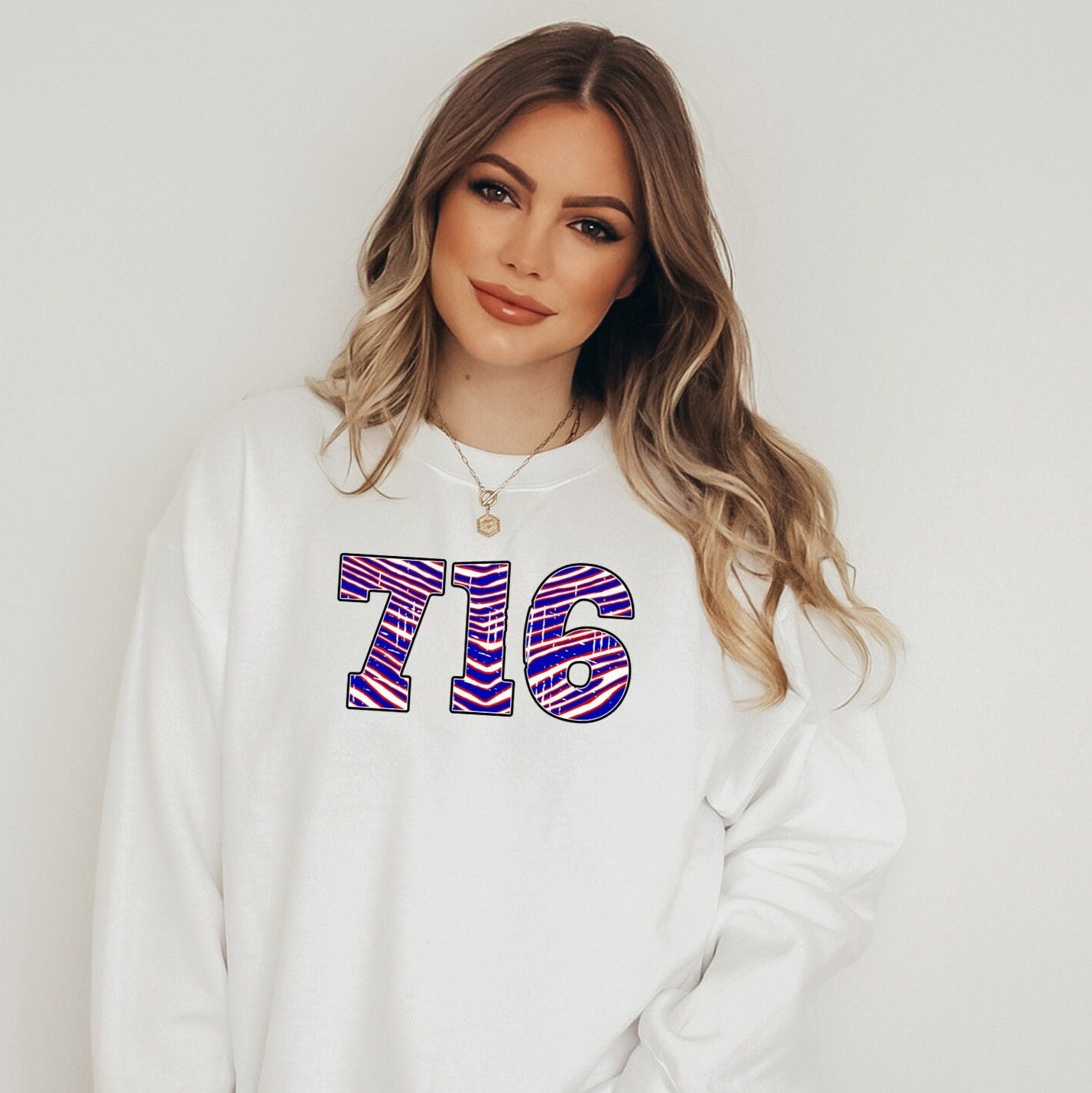 716 Distressed Buffalo Football Sweatshirt