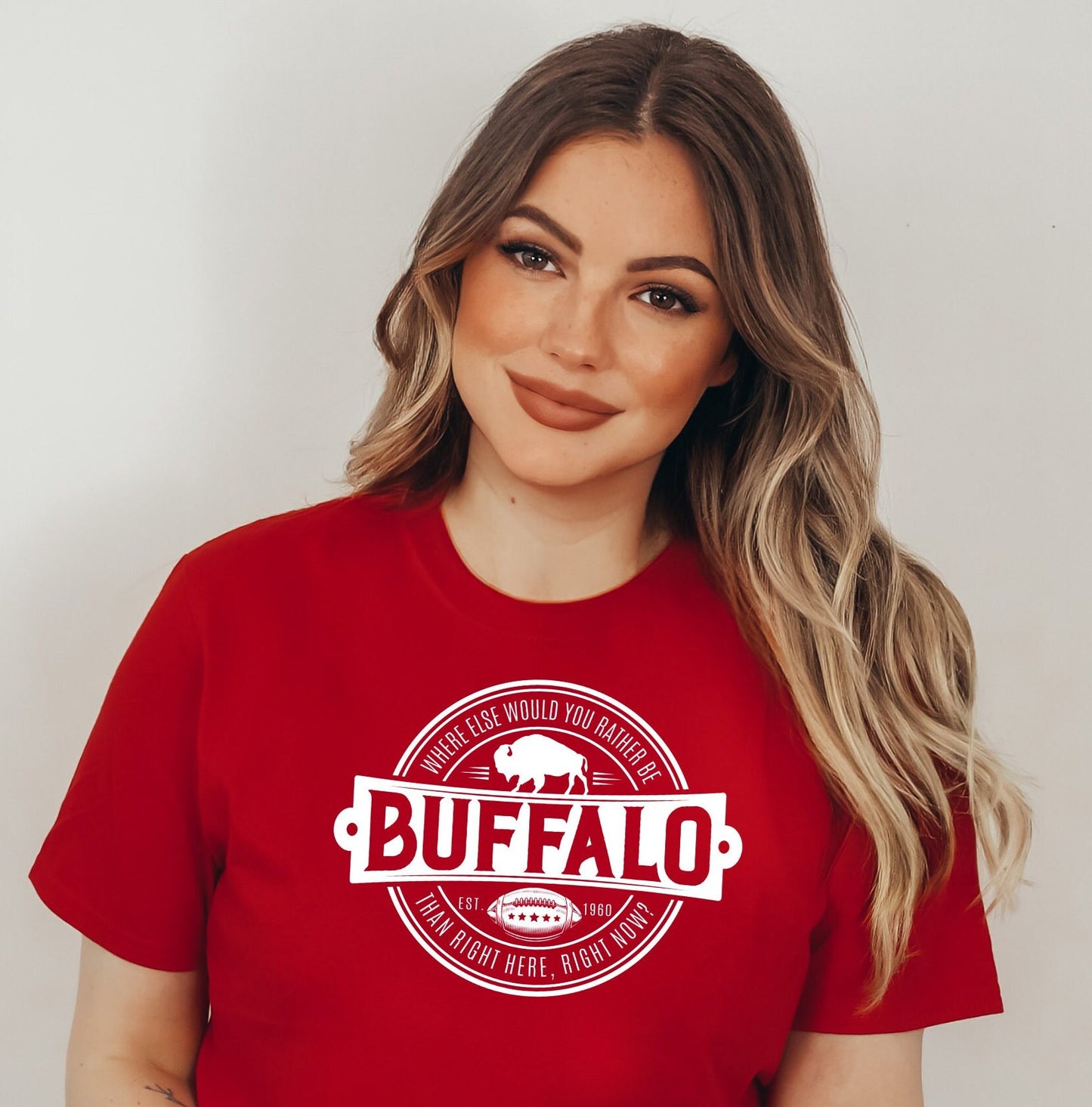 Buffalo Right Here Right Now Round Design T-Shirt or Sweatshirt