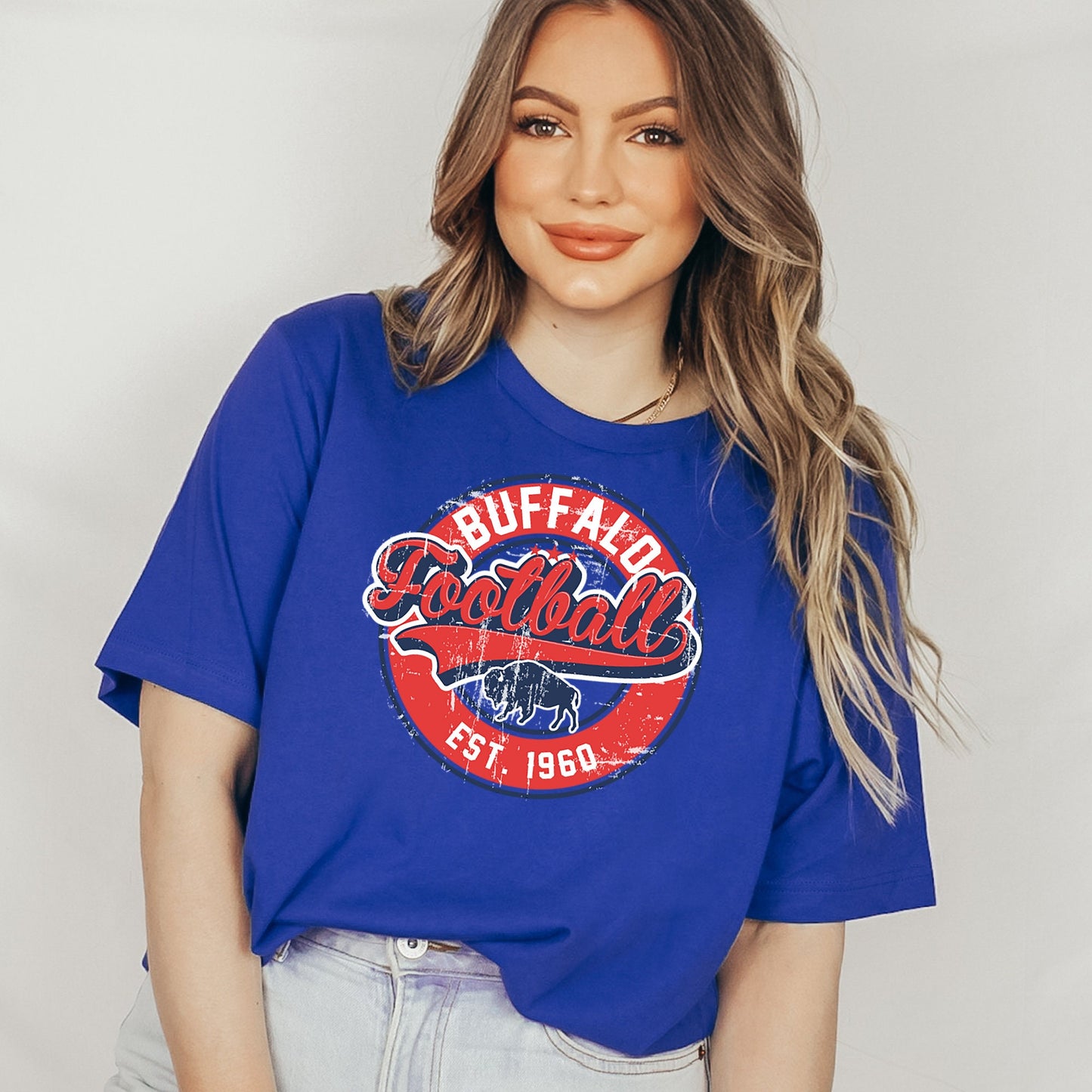 Buffalo Football Round Logo Vintage Distressed T-Shirt or Sweatshirt