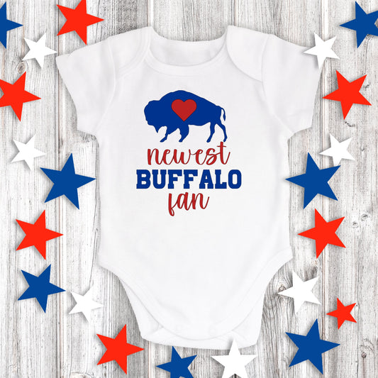 Newest Buffalo Fan Baby Short Sleeve White Bodysuit