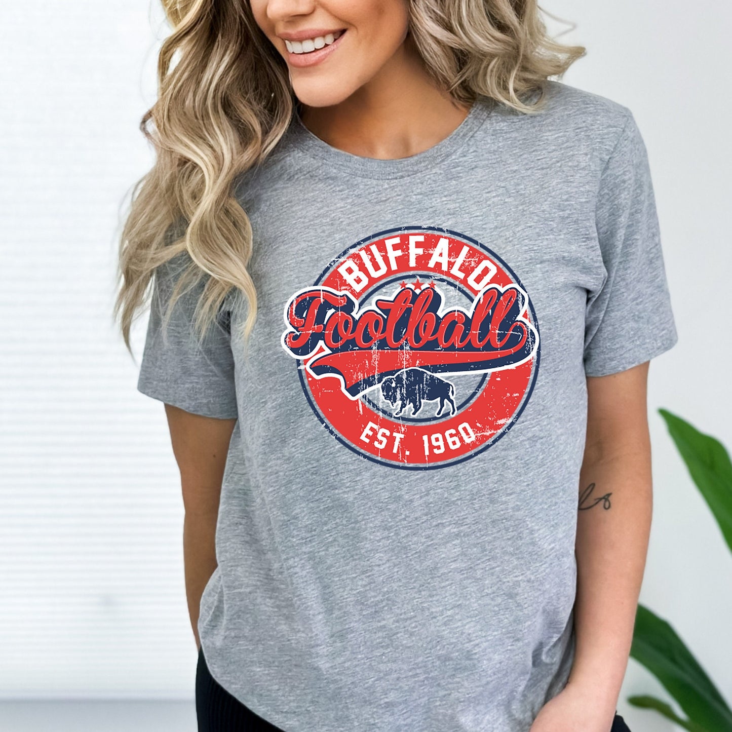 Buffalo Football Round Logo Vintage Distressed T-Shirt or Sweatshirt