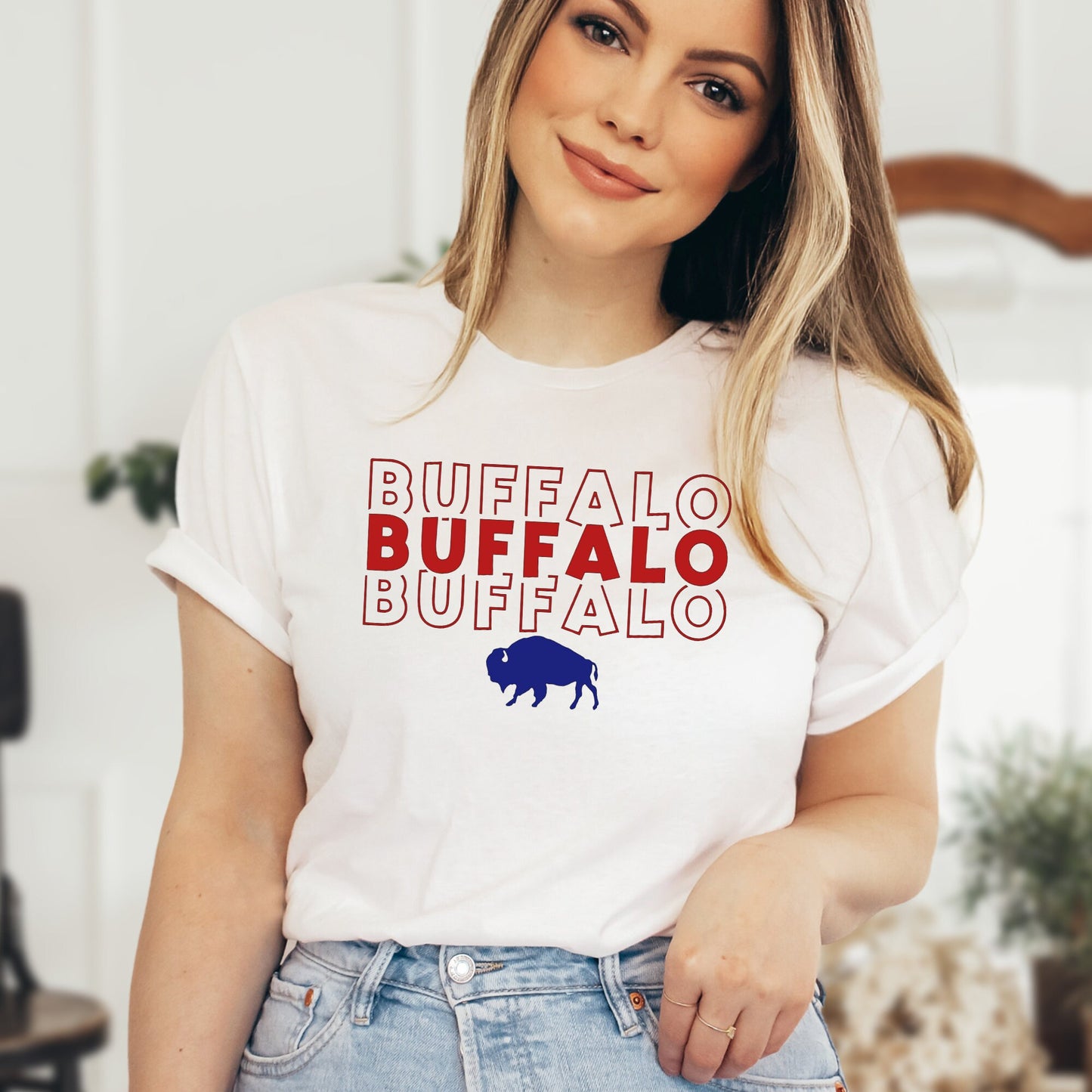 Buffalo Football Red Blue Shirt or Sweatshirt