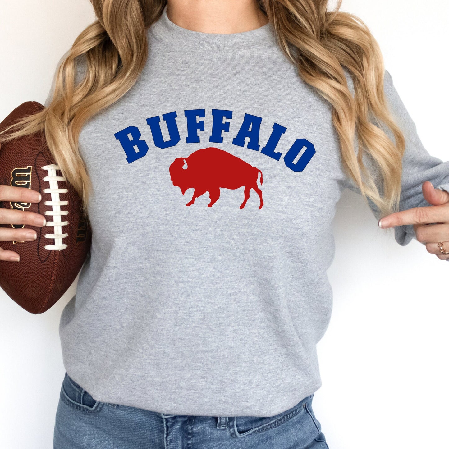 Buffalo Red Blue Football T-Shirt or Sweatshirt