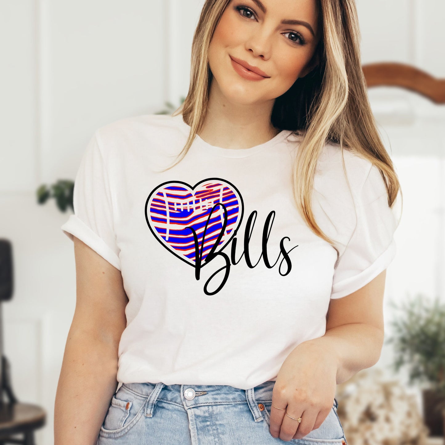 Love Buffalo with Zubaz Heart White T-Shirt or Sweatshirt