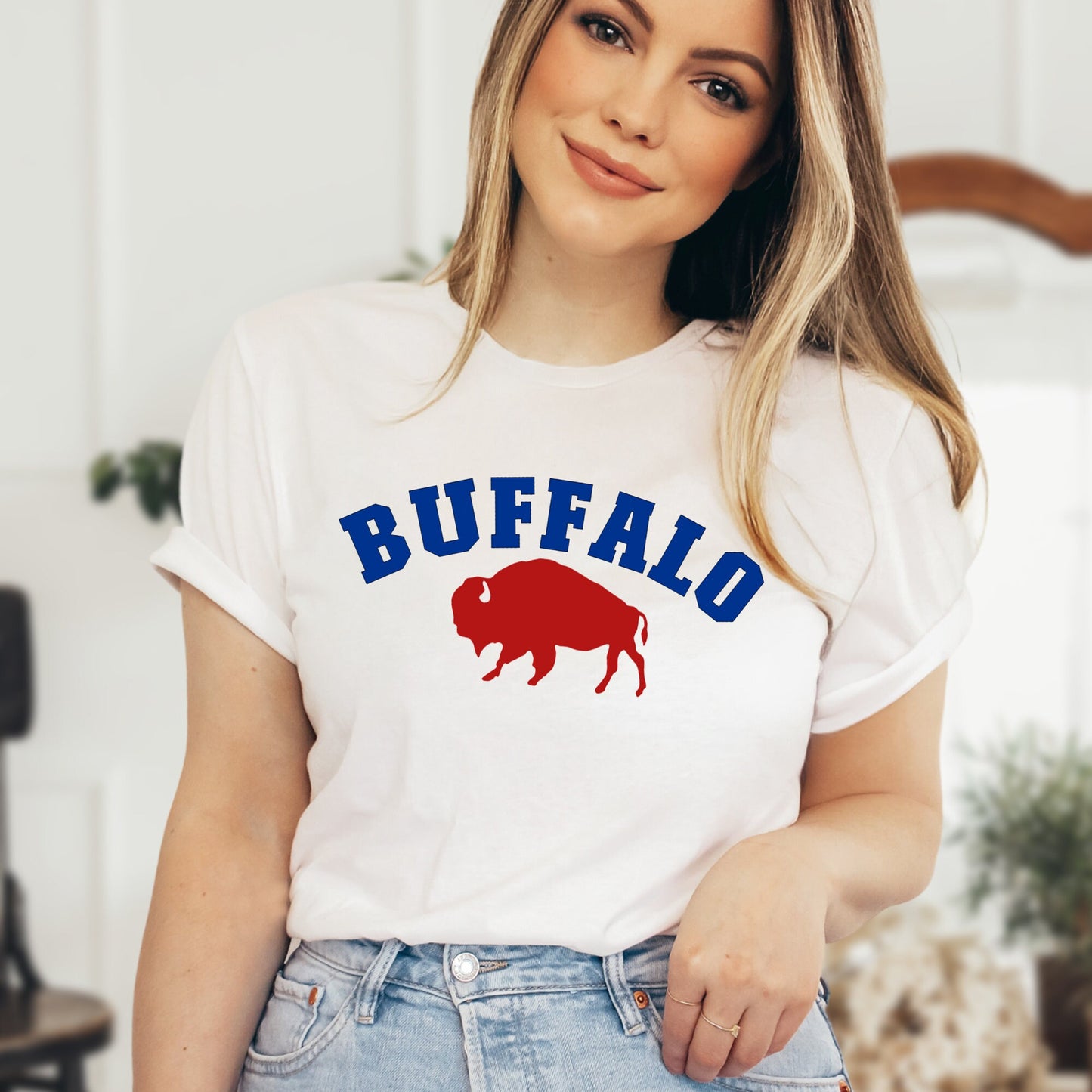 Buffalo Red Blue Football T-Shirt or Sweatshirt