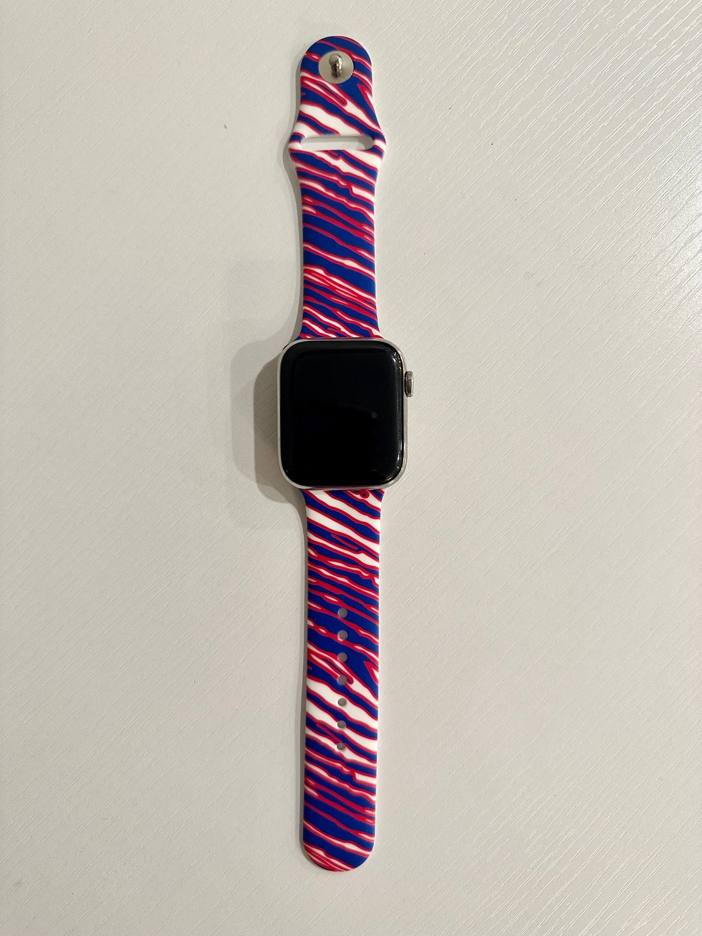 Watch Band Smart Watch Red White Blue Stripe Buffalo Sport Band